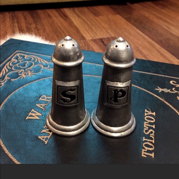 Vintage Pewter Salt Pepper Shakers - Picture 2 of 4
